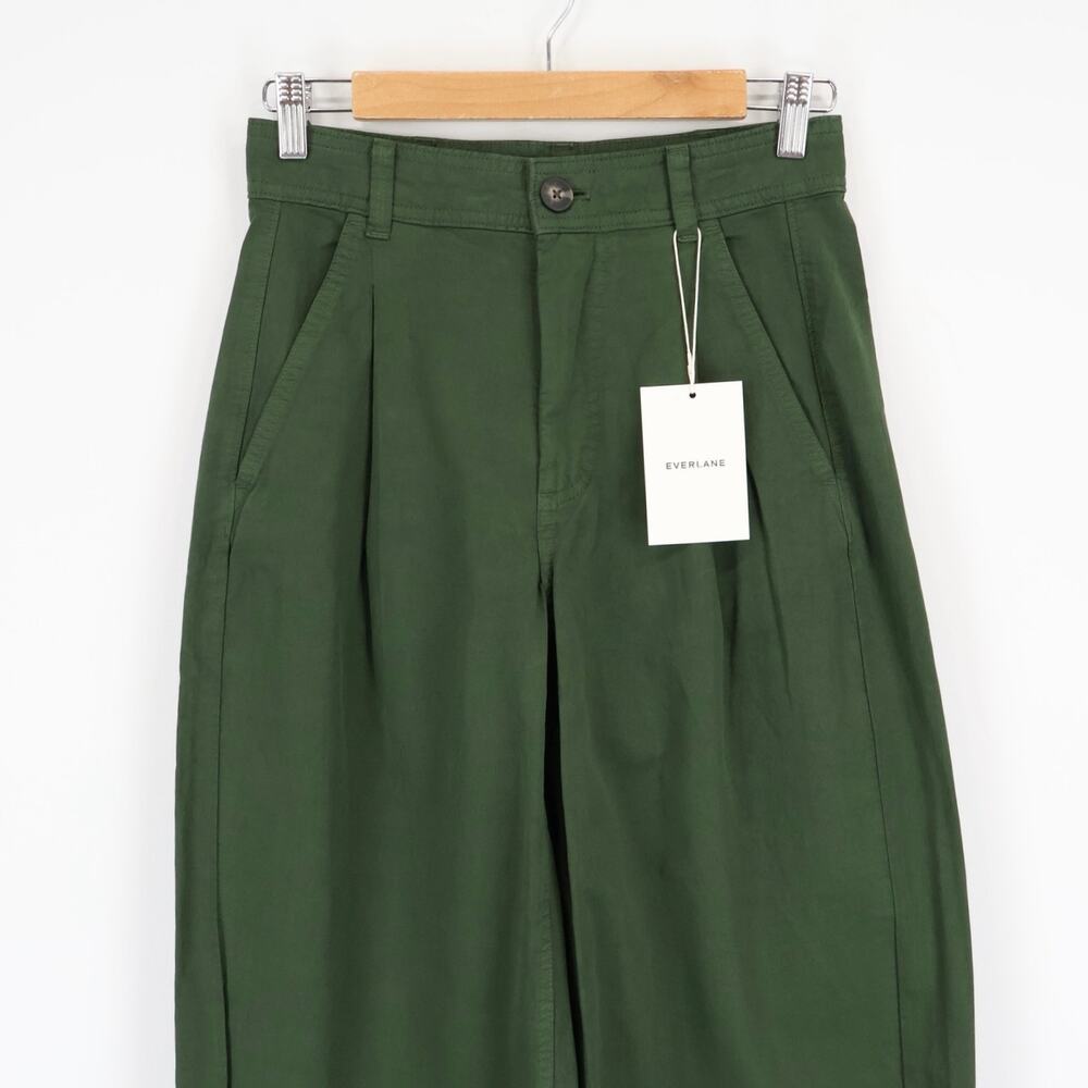 NWT Everlane The Everywhere Pant High-Rise Barrel Leg Dark Forest Green Size 00 - Picture 6 of 11